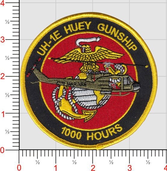 Officially Licensed USMC UH-1E Huey Gunship Hours Patches