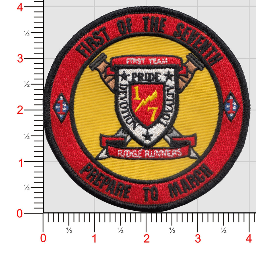 Officially Licensed USMC 1st Battalion 7th Marines Prepare to March Patch