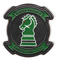 Officially Licensed USMC VMFA(AW)-121 Green Knights Leather Patches