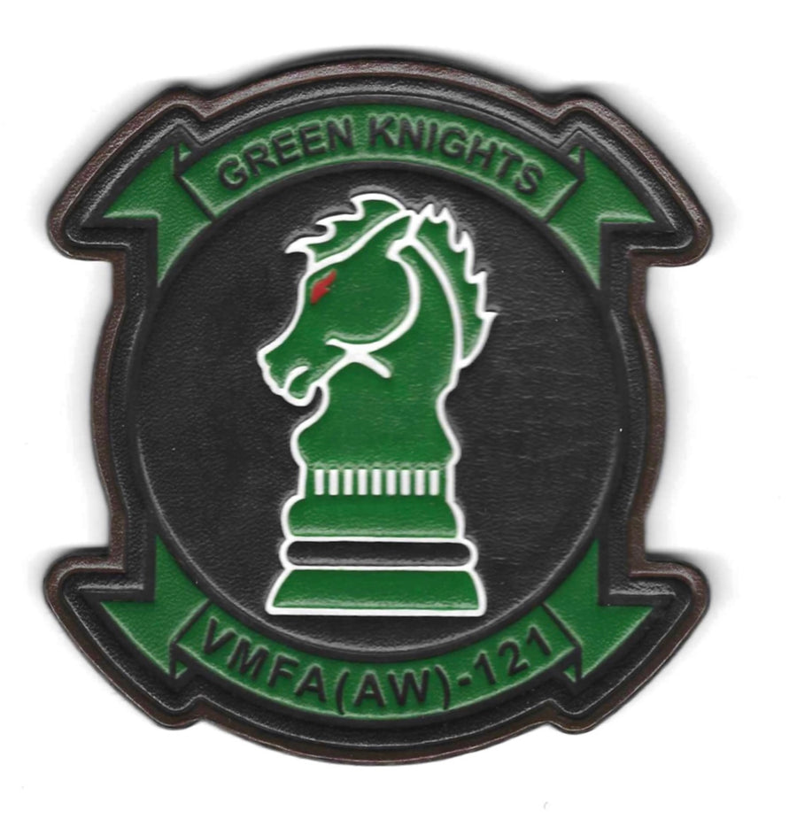Officially Licensed USMC VMFA(AW)-121 Green Knights Leather Patches