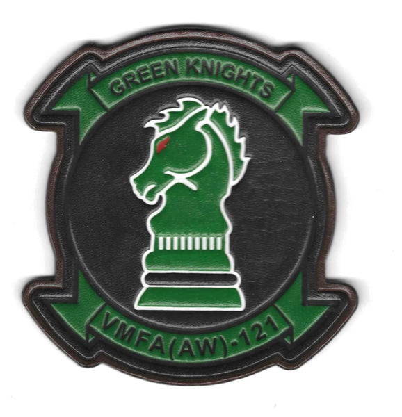 Officially Licensed USMC VMFA(AW)-121 Green Knights Leather Patches