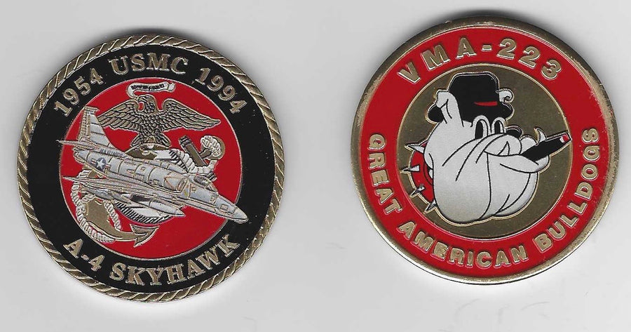 Officially Licensed USMC VMA-223 Great American Bulldogs A-4 Skyhawk Coin
