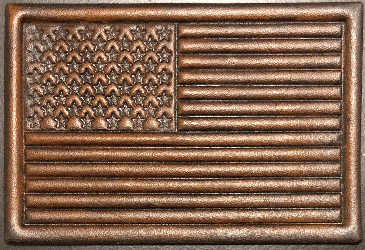 Hand Painted Leather American Flag Patch