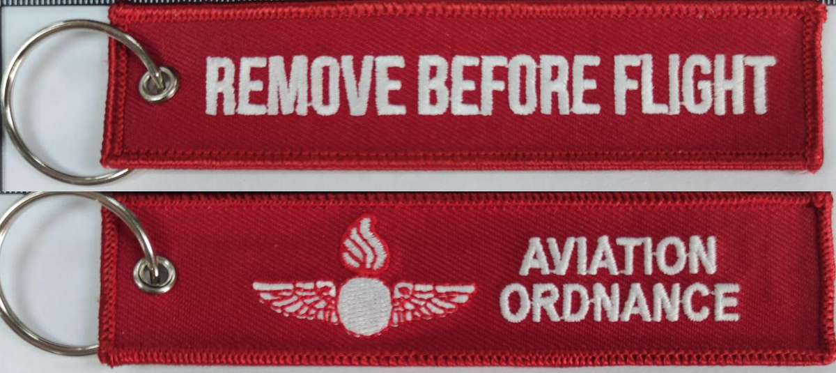 REMOVE BEFORE FLIGHT Ordnance key ring